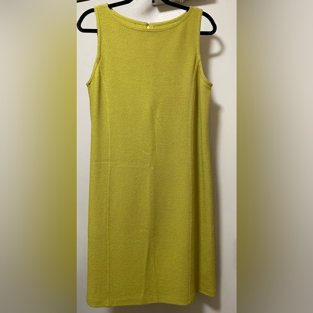St. John wool blend sleeveless tunic shift dress lime green size 10
